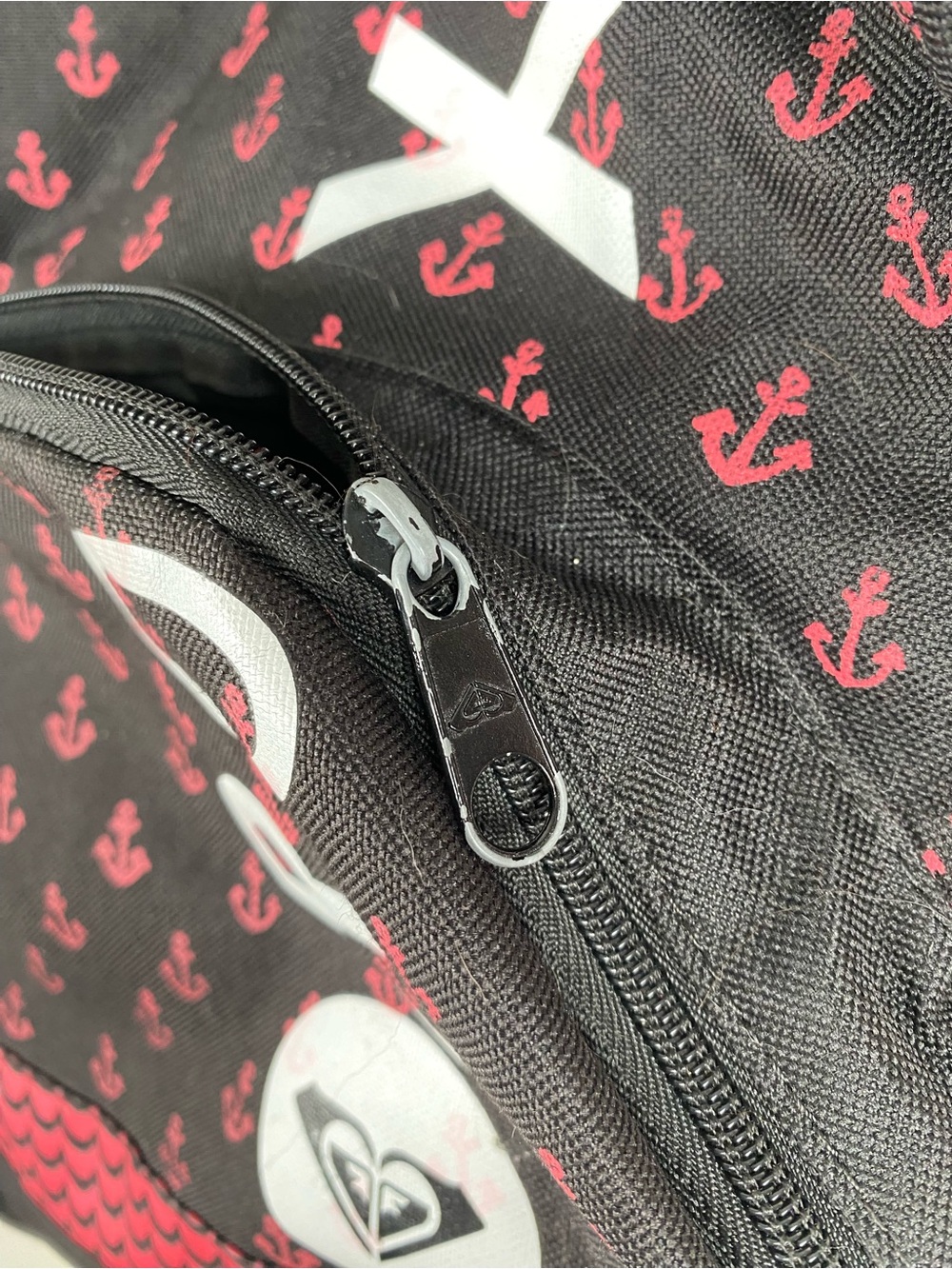 Roxy Black and Pink Anchor Print Backpack - Picture 3 of 6